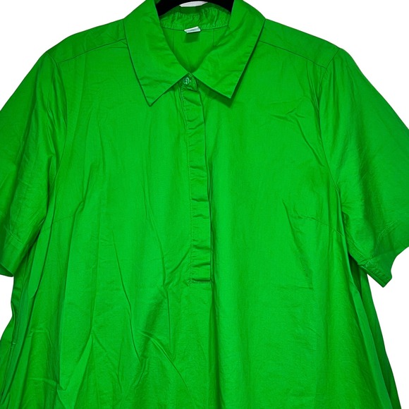 NWOT Old Navy Womens L Kelly Green Mini Swing Dress Cotton Poplin Short Sleeve - Picture 3 of 6